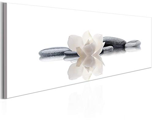 decomonkey Bilder Zen Spa 120x40 cm 1 Teilig Leinwandbilder Bild auf Leinwand Vlies Wandbild Kunstdruck Wanddeko Wand Wohnzimmer Wanddekoration Deko Blumen Natur Stein Bambus Lotus Buddha