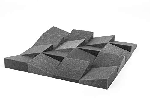 ACOUSPANEL Akustikschaumstoff, 32 Schaumstoffplatten, 15x15x6cm, Unkomprimiert, Schallabsorber für Tonstudios, Heimkino und Büros, Farbe Anthrazit