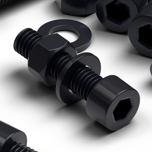 50 x Schwarze Nylon-Inbusschrauben, M5 x 20mm, Kunststoff Maschinenschrauben, Kunststoffschrauben, Muttern & Unterlegscheiben, und Innensechskantschrauben