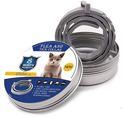 Collar Antipulgas y Garrapatas para Perros y Gatos, Collar Antiparasitos Tamaño Ajustable, Tratamiento de Pulgas a Prueba de Agua Natural y Seguro,Impermeable,Protección de 8 Meses,1 Paquete(Pequeño)