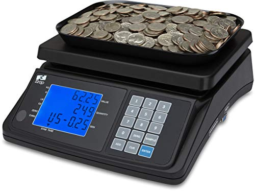 ZZap MS20+ Coin Counting Scale with Battery - Money Cash Currency Weighing Machine