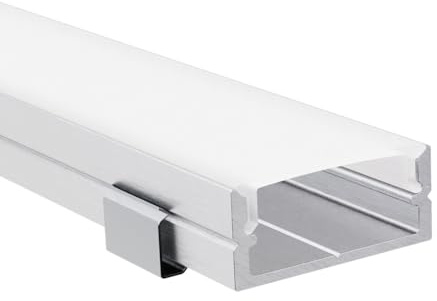 Alumino - LED Aluminiumprofil Eloxiert - 200 cm lang - Aufputzprofil - Opale Abdeckung - für 16 mm LED-Streifen - kompatibel mit Philips Hue - Saar