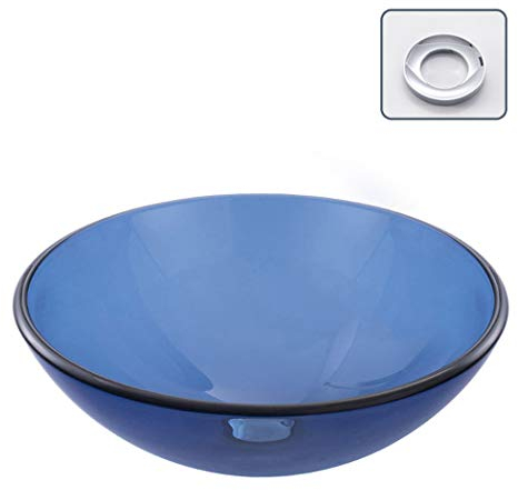 XMZFQ Badezimmer-Behälter-Wannen-Blau Glas klar künstlerische Becken Moderne einfache Waschbecken Vanity Bowl mit Pop-up-Drain,A