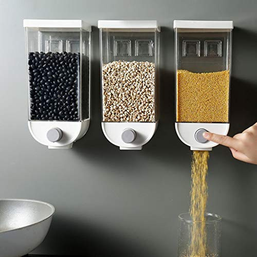 Einfach drücken Müslispender, Cerealienspender Cornflakesspende,Wandmontage, Cornflakes & Süßigkeiten, 1000ML oder 1500ML, Cerealienspender (Weiß 1500ML)