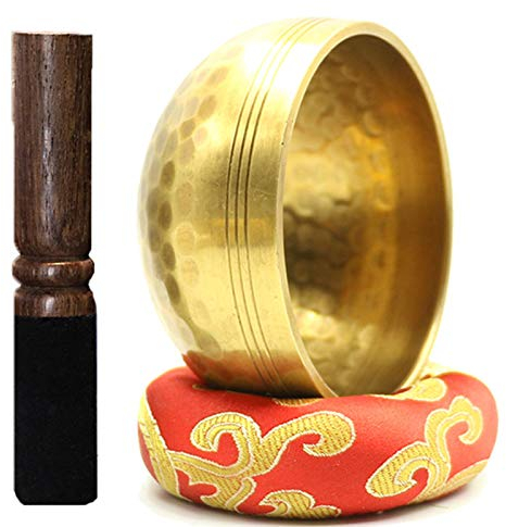 GGMWDSN Cuencos Tibetanos, Cuenco Tibetano 7 Metales Hecho a Mano ~ FáCil de Jugar con Funda de Tela, CojíN y Mazo ~ Hecho a Mano en Nepal para MeditacióN, Yoga, SanacióN Espiritual y Paz Zen,8cm
