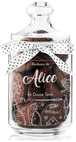 Maverton Pot à biscuits personnalisé avec couvercle, Bocal gravé à bonbons | Pour chaque femme, Pot en verre avec un joli arc, Cadeau d’anniversaire personnalisé pour maman, Douce Terre