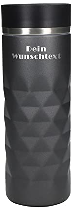 Personalisierter Thermobecher 450 ml - doppelwandiger Edelstahl Kaffeebecher to go - auslaufsicherer 360 Grad Deckel - Geschenkidee zu Weihnachten - Travel Mug hält Getränke lange warm