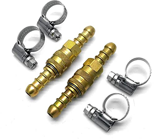2 acoplamientos de liberación rápida para manguera de propano-butano de 8 mm + 4 clips