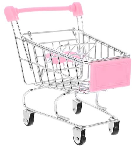 HOMSFOU Mini Supermarkt Bollerwagen Einkaufswagen Modell Schmuck Halter Einkaufswagen Spielzeug Essen Snack Halter Foto Requisiten