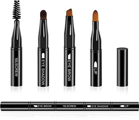 Velony Vacay 4 in 1 Make-up-Set, Reisegröße Pinsel Mit Abnehmbarem Lidschatten-, Augenbrauen-, Schraub- und Lippenpinsel für Puderflüssigkeit
