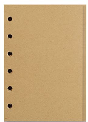 160 Blätter/ 320 Seiten A7 Nachfüllpapier, 2er Pack Einlageblätter 6-Loch-Binder Blanko/Liniert Nachfüllpapier für Notizbuch Tagbuch Organizer Planer (A7, Blanko Kraftpapier)