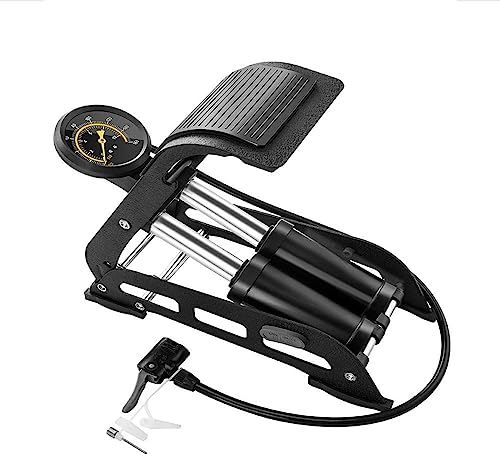 Doppelzylinder-Fußpumpe, Doppelzylinder-Fahrradpumpe mit genauem Manometer, 160 PSI Aluminium-Körper-Luftpumpe für Fahrrad