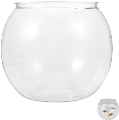Mipcase Unbreakable Transparent Fish Tank Globe 5.90In Round Plastic Fish Bowl Desktop Aquarium Decor for Home Office Tabletop