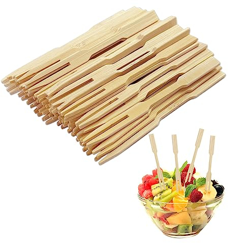 80pcs 90mm*6mm*3mm Forks, Fruit Forks, Bamboo Forks, Renewable Natural Tableware Bamboo Forks, Environmentally Friendly Wooden Forks, Hot Pot Forks, Dinner Forks, Cheese Forks