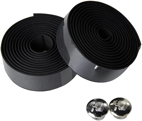 JJLFresheners Bike Handlebar Tape, Cycling Handle Wraps, 2 Rolls, Black, EVA, Includes 2 Handlebar Plugs