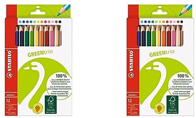 STABILO - Umweltfreundlicher Dreikant-Buntstift - GREENtrio - 2x 12er Pack