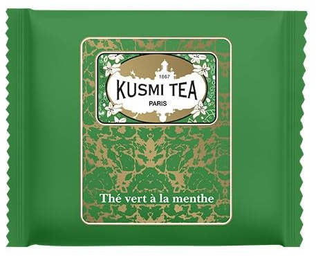 KUSMI TEA - THÉ VERT MENTHE VERT BIO - Boîte de sachets de thé enveloppés (50)
