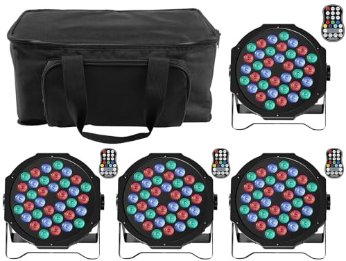 ZonQoonz RGB 36 LED Par Strahler Akku mit Bag, 4PCS Wiederaufladbar LED Bühnenlicht Scheinwerfer mit Fernbedienung 7 Beleuchtung Modi for DJ Disco Partylicht Bühnenlicht