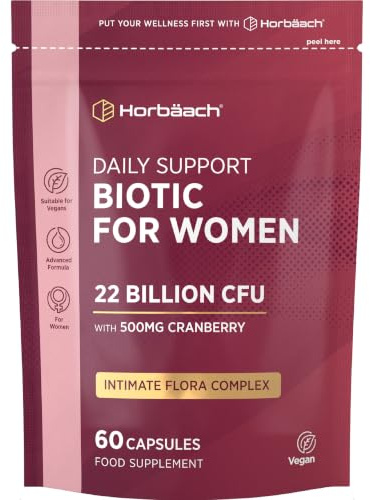 Intimate Flora for Women - 22 Billion CFU with Cranberry & Inulin | Bio Cultures Complex for Women's Intimate Flora - 60 Vegan Capsules - by Horbaach