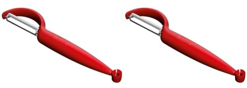 Silit Pelaro Sparschäler 21 cm, Tomaten-/ Gemüseschäler rot, Edelstahl rostfrei, spülmaschinengeeignet (Packung mit 2)