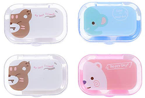 LALAFINA Cartoon Portable Lens Case Cosmetic Lens Carrier for Travel Use Includes Cases in Mixed Styles