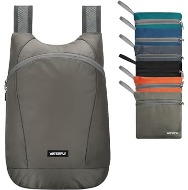 WATERFLY Faltbarer Rucksack Klein 15L: Ultraleicht Wanderrucksack Packable Tagesrucksack Sportliche Backpack Lightweight Daypack für Wandern Fahrrad Outdoor Trekking Herren Damen