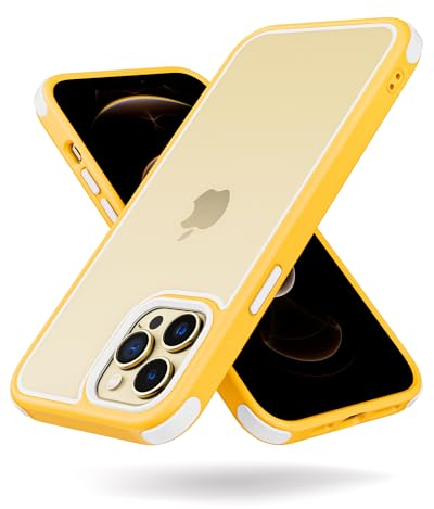 MobNano Ultra Hybrid Durchsichtig Hülle für iPhone 12 Pro Max Hülle Stoßfest Bumper Transparent Handyhülle Shockproof Fallschutz Silicone iPhone 12 Pro Max Case - Gelb/Weiß
