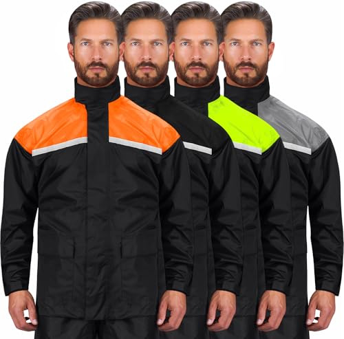 Nomad Rain Suit for Men & Women 2 Piece Waterproof Rain Jacket Pant Gear Lightweight Reflective Raincoat with Hoodie (Orange, XX-Large)
