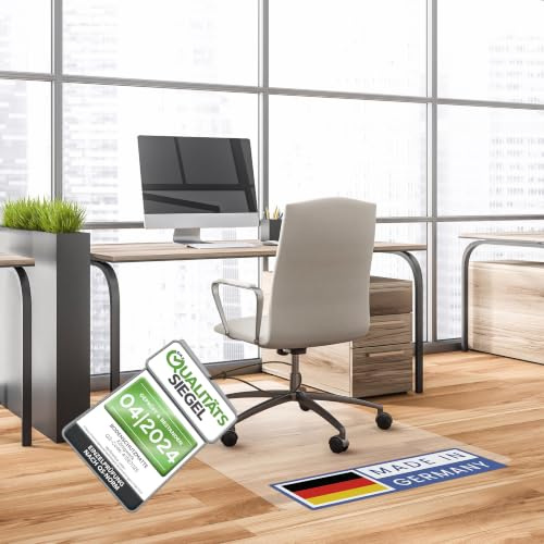 Bodenschutzmatte Bürostuhl 80 x 120 cm milchweiß, Kratzfest, rutschfest | Made in Germany. Schützt Laminat, Parkett, Vinyl und Fliesen zuverlässig vor Kratzern und Abnutzung durch Bürostühle.