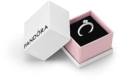PANDORA Moments Women's Sterling Silver Clear Heart Solitaire Ring, Size 60, With Gift Box