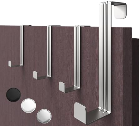 4smile Türhaken zum Einhängen, 4er Set - Silber | Edelstahl Kleiderhaken für Tür oder Schrank, vielseitige Haken, Türgarderobe mit hoher Tragkraft, stabile Türhakenleiste
