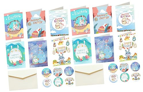 STOBOK 1satz Easter Cards Mit Bunten Designs Faltbare Grußkarten Mit Umschlägen Und Aufklebern Osterkarten Für Freunde Für Feiertagsgrüße Und Einladungen