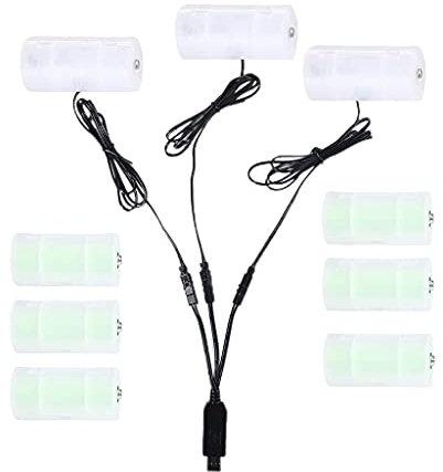 Convertidor eléctrico 3 en 1 de batería C a USB, reemplaza 1-4 pilas C de 1,5 V-6 V de repuesto LR14 C