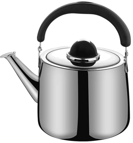 NISMIA Verdickter Edelstahlkessel Haushalt mit Pfeifkessel, für Gasherd Induktionsherd,Stainless Steel,8L