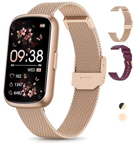 RUXINGX Smartwatch Donna, Orologio Contapassi con 24 Sport, IP68, 24H Cardiofrequenzimetro, SpO2, Ciclo Mestruale, Sonno, Orologio Fitness Activity Tracker Notifiche, Smartband per Android iOS Oro