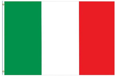 Bandera grande de Italia de 1.5 m x 0.9 m, doble cara con ojales de latón, color vivo y resistente a la decoloración UV, bandera nacional italiana para decoraciones Oly 2024, decoración de jardín,