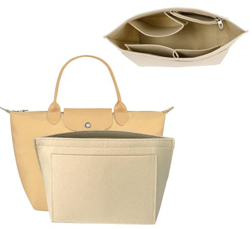 APMGONT Organizer für Longchamp Tasche, klappbar Geldbörse Organizer für Tasche, Filz-Geldbörsen-organizer-Einsatz, für Longchamp Le Handtascheneinsatz (beige, S)