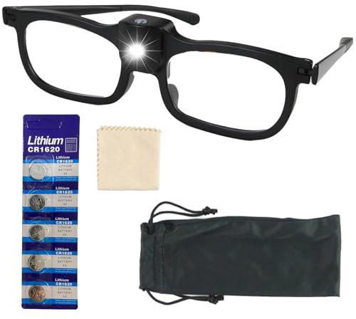 250% Magnifying Glass With Light,Led Magnifying Glasses For Hobbies Magnifying Glasses Bright Sight Clear Eyeglasses Vision For Women Men Hands Free For Close Work,Reading,Crafts,Jewelle(Black)