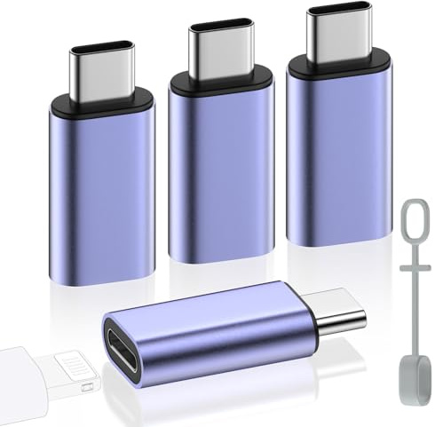 MoKo Lightning auf USB C Adapter 4 Stück, Adapter Lightning auf USB C mit Laden Datenübertragung für iPhone 16/15 Pro Max Plus, iPad, Galaxy S24/S23, mit Anti-Lost Loop, Nicht für Audio/OTG, Blau | Nicht für Kopfhörer/tragbare Speichergeräte/iPen, Lightning-Buchse auf USB-C-Stecker für USB-C Phones, Blau