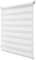 Joydeco Doppelrollo ohne Bohren mit Klemmfix und Anti-Verhedderungszubehör stufenlos verstellbar lichtdurchlässig verdunkelnd Weiß B80 x H200 cm(Stoffbreite 76cm)