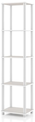 Homes: Inside + Out Apexa Modern 5-Tier Narrow Shelving Units, Collectibles Display Shelves, Easy Assembly Standing Shelf, Home Storage Organizer for Living Room, Bedroom, Office, Taupe Grey