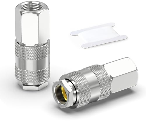 GASHER 2PCS 1/4 BSP Quick Connect Air Coupler | Female Thread Euro Compressor Fitting for Air Hose Line Quick-Connect Systems