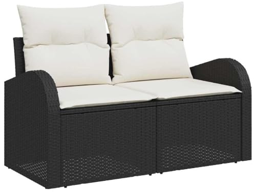 vidaXL Soffset med kudde med lagring 6 pcs Svart och Vitt konstrotting, Trädgårdsoffor, modulära, lätta, UV-skyddade, hållbara, utemöbler, ergonomiska, sköna, flexibla arrangemang