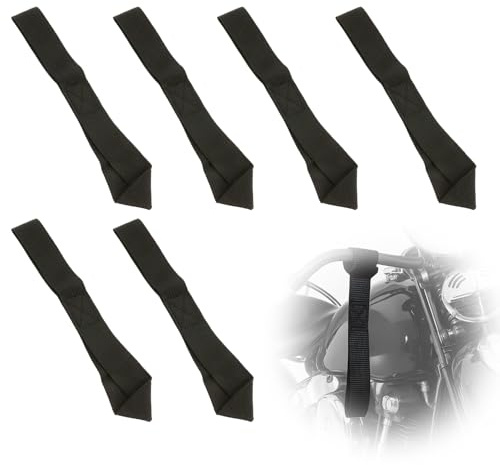 6 Stück Zurrschlaufen Kurz 500kg – Robuste Bandschlinge & Schlupf Hebeband, Doppelschlaufen Gurtschlaufen für Motorradtransport, Fahrräder, Strandmotorräder (Schwarz)