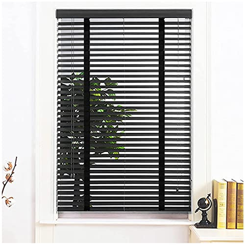 HSIRYAOHD Fensterläden, Massivholz-Fensterrollos, 45/60/75/80/90/105/115 cm, horizontale Jalousien, schwarze Holzschirme, für Innen- und Außenbereich