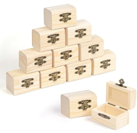 Shore liten trälåda med vikbart lock (12-pack) - liten obehandlad träkista för delar och presenter