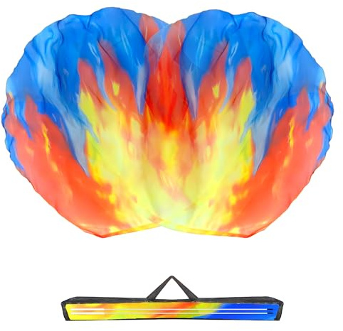 Baisdan 55 x 55 cm Heiliges Wasser und Feuer, Lob Tanzflaggen, Anbetung Engelsflügel Flaggen für christliche Kirche Tanzaufführungen, Gelb Rot Blau