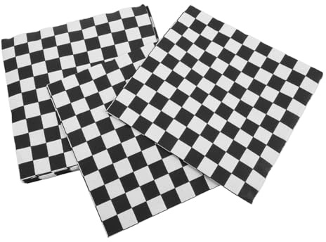 Yardenfun 100 Stück Karierte Servietten aus Weichem Papier Klassische Schwarz Weiß Geburtstagsdekorationen Hohe Saugfähigkeit Elegant für Party und Tischdekoration
