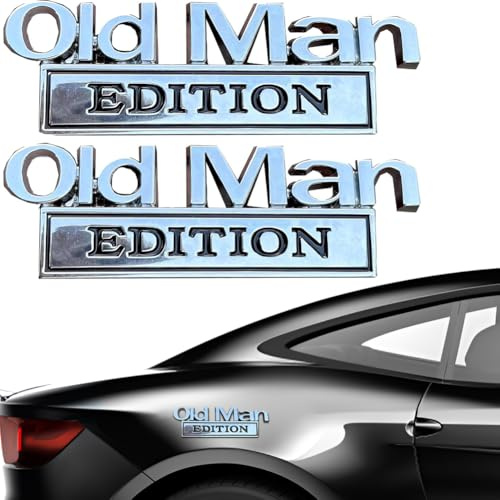 2PCS Old Man Edition Car Emblem, Old Man Car Edition Badge, Funny 3D Car Sticker for Trucks, SUVs, Motorcycles, Waterproof Rustproof Auto Accessories Decorations