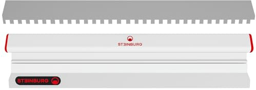 STEINBURG – „Flächenspachtel Al Aluminium Spachtel 600 mm“ mit 10×10 mm Zahnung und Wechselblatt-System | Hergestellt in Deutschland | Inhalt: Spachtelgriff aus Aluminium mit rostfreiem Wechselblatt
